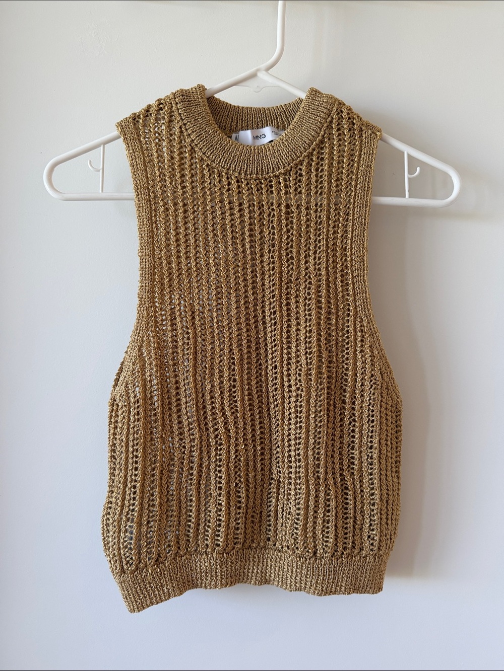 Mango Sleeveless Knit Tank Sweater in Camel